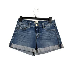 Id:23 Denim Shorts Womens 27 Blue Cutoff Cuffed Stretch 5 Pocket Summer Casual